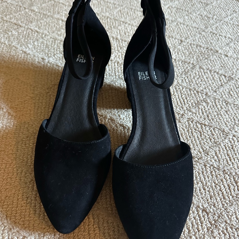 Eileen Fisher Black Suede Heels